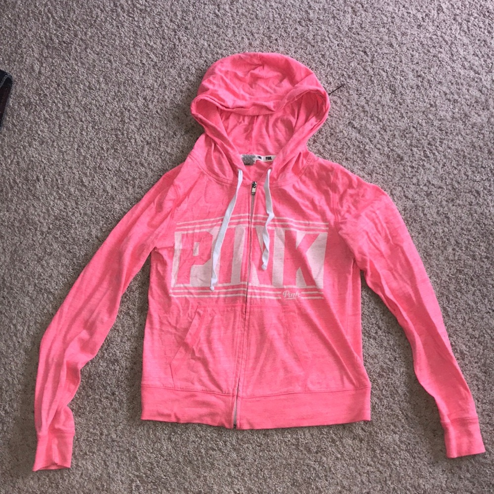 pink zip up sweatshirt